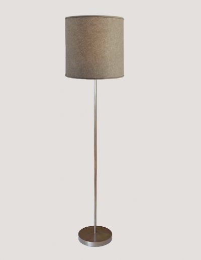 Brass Floor Lamp, Beige Linen Shade