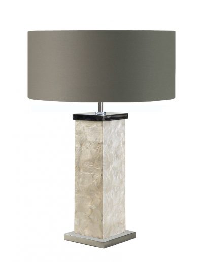 Capis Shell inlay table lamp with Stainless Steel base