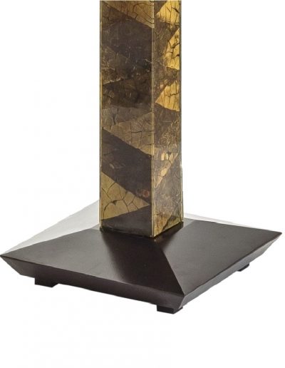 close up view of coconut Floor Lamp and wood base