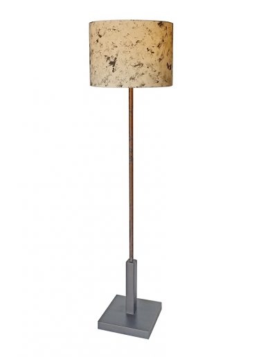 Floor Lamp with Patina Copper Pipe, Textured Shade