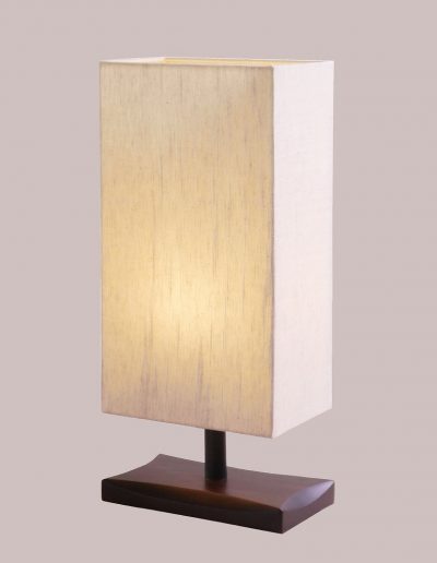 Mahogany Base Table Lamp with cotton slubbing fabric