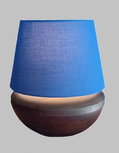 Mahogany Table Lamp Blue cotton Shade