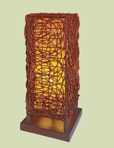 twisted Rattan Table Lamp with Gold Mica diffuser