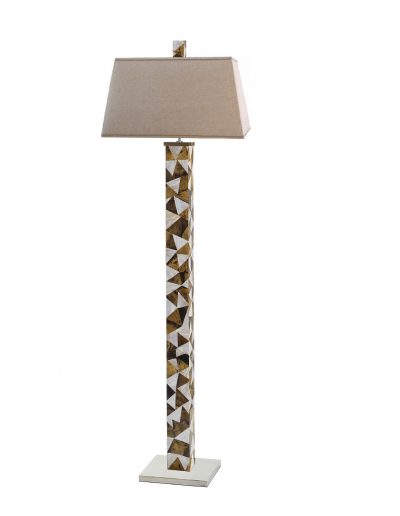 Seashell Inlay Floor Lamp with stainless steel base