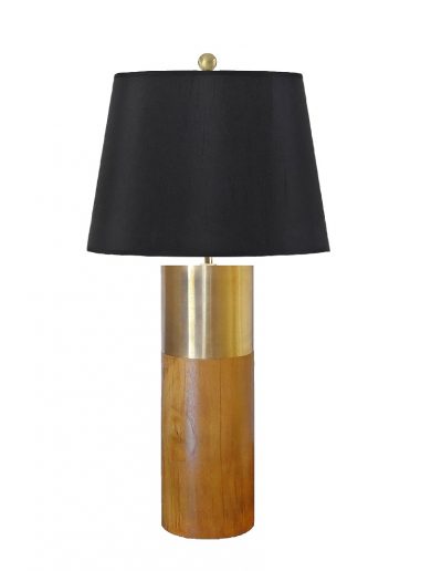 Teakwood Table Lamp with brass Trim
