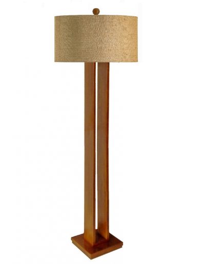 Teakwood Floor Lamp with Jute Shade