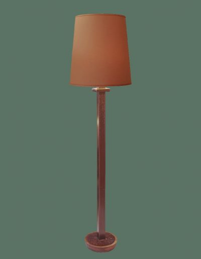 Wooden standing lamp with coconut Inlay